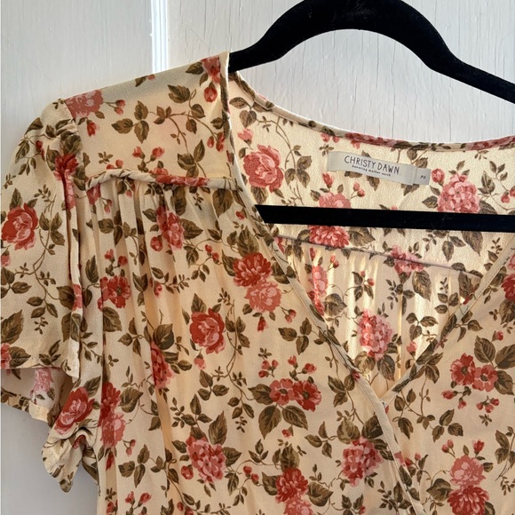 Christy Dawn Dresses & Skirts - Christy Dawn Cream Dress with Pink Floral Print